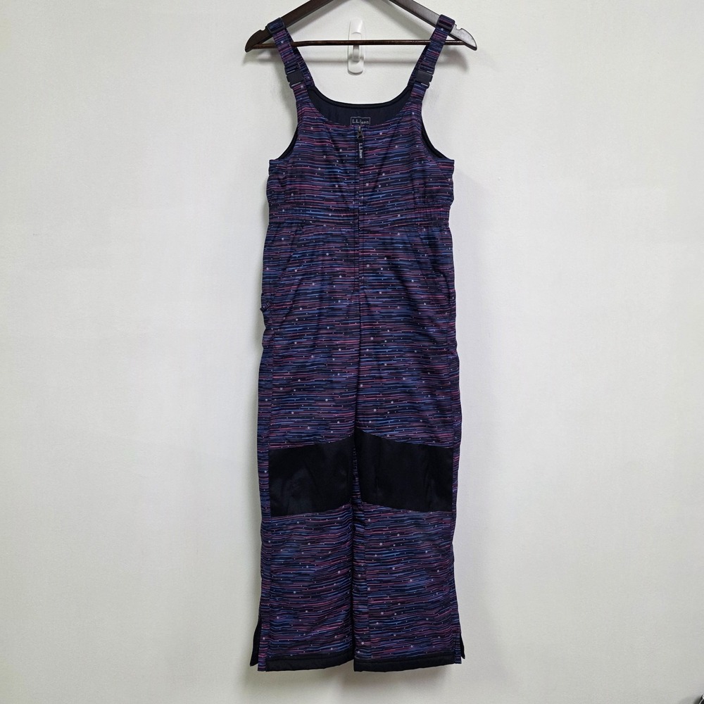 LL Bean Girls Grow With Me Snowsuit Bib Overalls Size 12 Purple Spacedye Zip